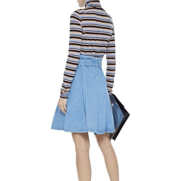 ACNE STUDIOS Bla Konst Light Denim Jean Pleated Belted Skirt Size 36 - Picture 2 of 12